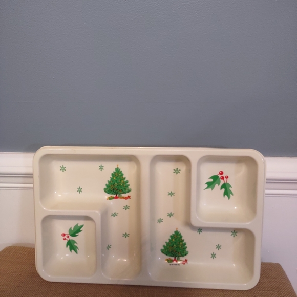 Art Form Ind Christmas Tree Chip Dip Rigid Plastic Divided Serving Tray Vintage - Picture 3 of 13